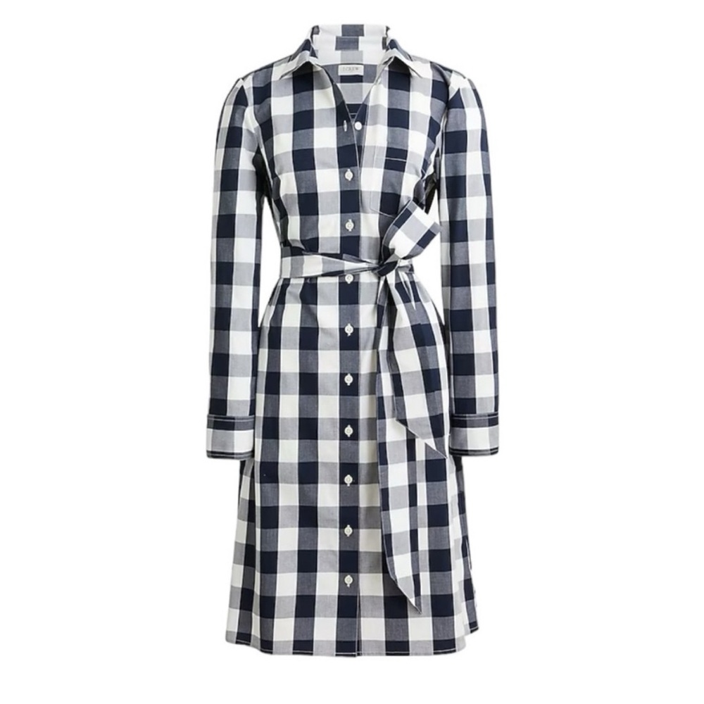 JCrew Navy & White Gingham Plaid Shirt Dress (Women’s Size 4)